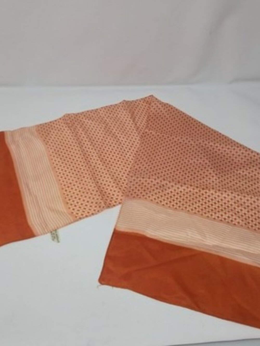 Vintage Glentex Scarf RN3988 Acetate Orange Polka Dot Stripes Japan 1960s